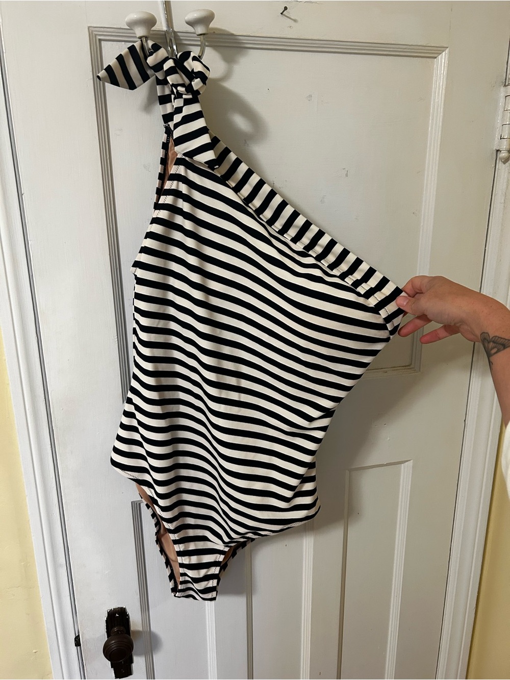J crew Striped One-Shoulder Swimsuit